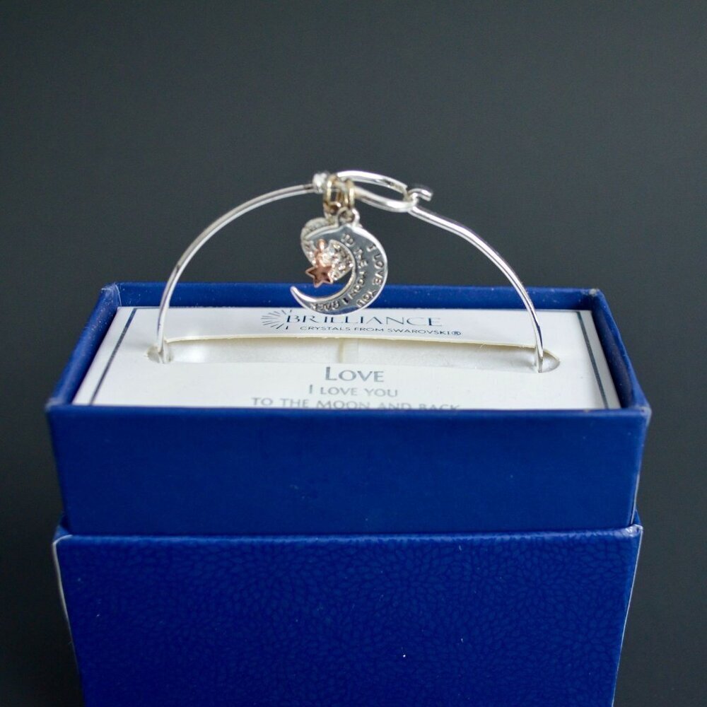 Brilliance I Love You Moon and Back Bracelet Bangle